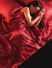 SINGLE BED SATIN RED BLACK COMP SET DUVET COVER CRIMSON FAUX SILK FITTED SHEET