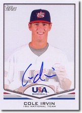 COLE IRVIN 2011 Topps USA Autograph Rookie Auto RC