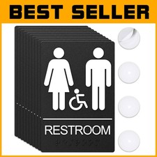 Unisex Bathroom Door Signs - 10 Pack, Double-Sided Adhesive