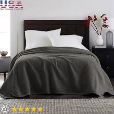 Plush Fleece Solid Blanket Heavyweight Adult Stain Resistant Soft Warm Polyester