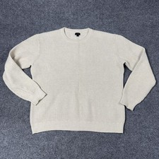 J.Crew Sweater Mens Large White 100 Cotton Crewneck Waffle Knit Thermal