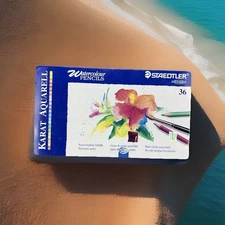 ✅36 Staedtler Karat Aquarell Watercolour Pencils Made in Germany in Tin Case NIB