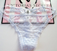 VICTORIA'S SECRET PINK Wink Strappy Thong Panty VS Blue Lace S M XL Mesh Dot NWT