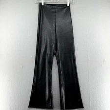 Commando Womens Leggings Small Faux Leather Flare  Black Stretch Pull On