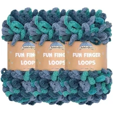 JubileeYarn Fun Finger Loops Yarn - 100g/Skein Jumbo Polyester - Posei