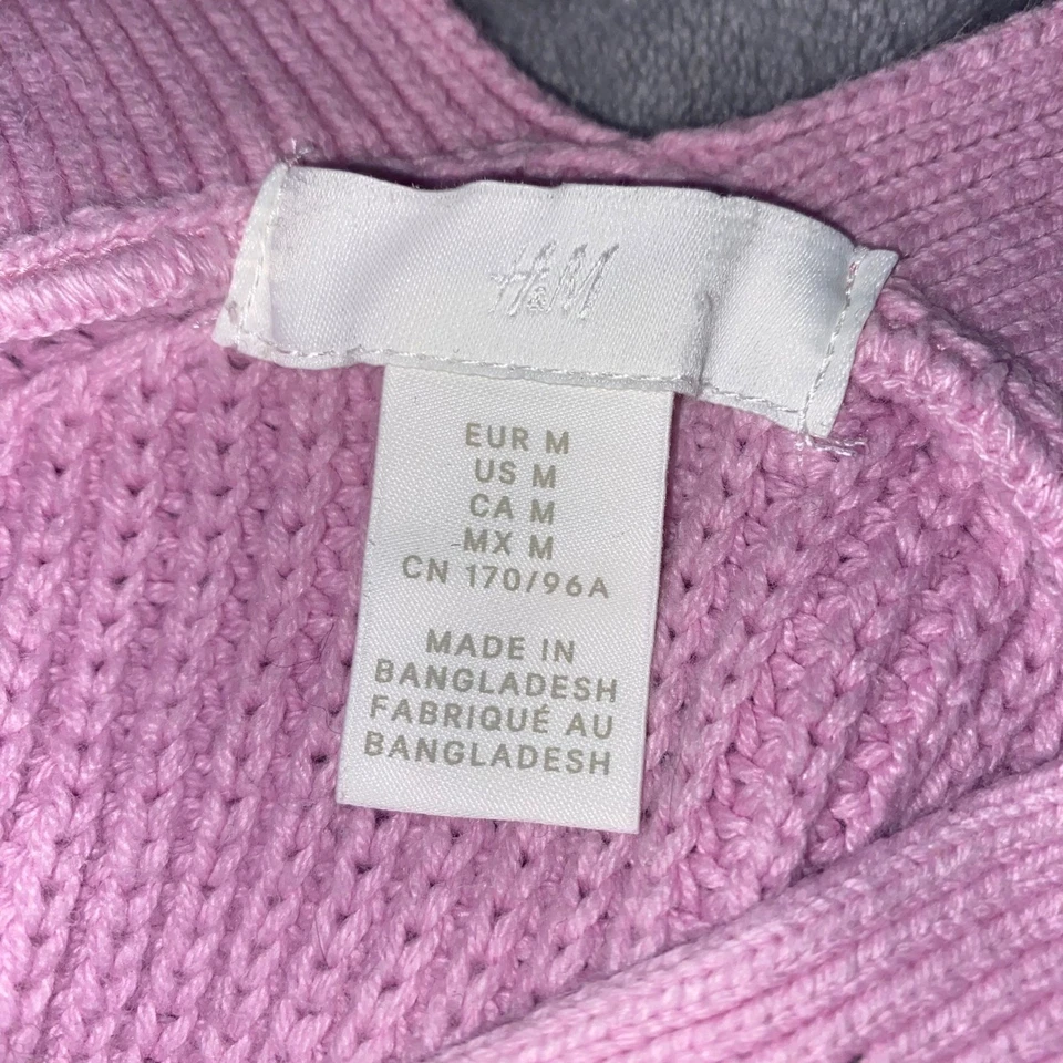 Cárdigan tejido rosa para mujer H&M suéter con botones manga globo mediana Foto 2 de 4