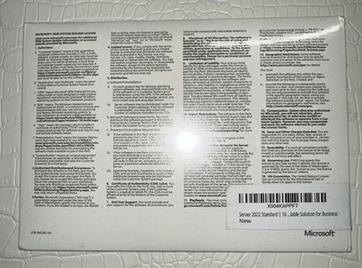 Microsoft Windows Server 2022 Standard 64-bit License & DVD for