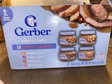 Gerber 2nd Foods Puree Meat Baby Food Variety Pack, 2.5 oz Jars (12 Pack)