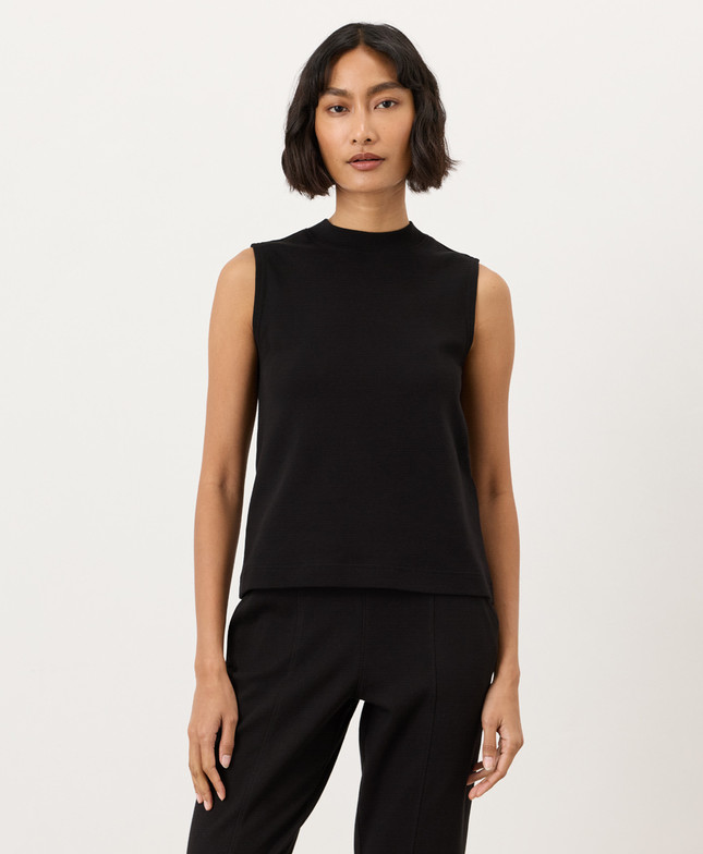 PACT Organic Airplane Mock Neck Shell, Black (NEW)