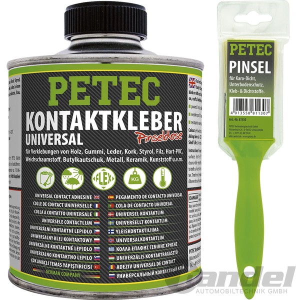 1X350 Ml Petec Kontaktkleber Universal Klebe Kleber Klebstoff Pinseldose+Pinsel-image