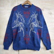 Vintage 70s Pendleton 100 Virgin Wool Deer Sweater USA Portland Oregon Sz Large