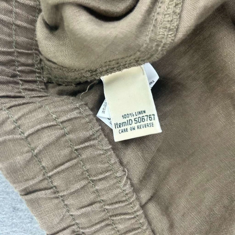 LL Bean Pants Womens 20 M/Tall Brown Linen Elastic Waist Straight Leg - Image 4 of 4