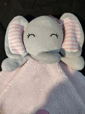 Baby Gear Pink Grey Elephant Lovey Security Blanket Toy Hearts 