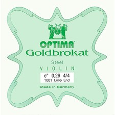 Optima Goldbrokat Steel Violin E String 4/4 Size, Light Steel, 26 guage loop end