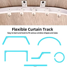 1-Curtain Track Set Home Ceiling 5m Top Mount Bendable Window Rod Track TWEA
