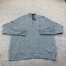 Nautica Sweater Mens LT Blue 1/4 Zip Mock Neck Tight Knit Pullover New Tags