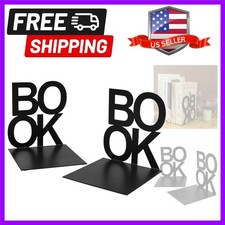 Elegant Heavy-Duty Metal Bookends - Non-Slip Design for Stylish Organization