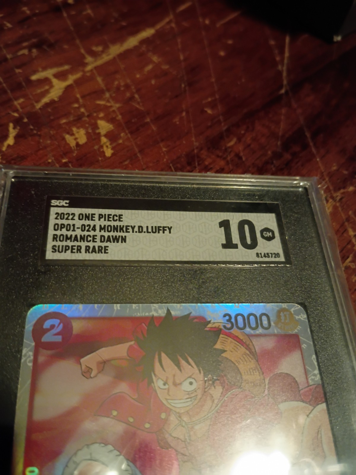 ONE PIECE ROMANCE DAWN OP01-024 MONKEY D. LUFFY SGC 10 GEM MINT view 2