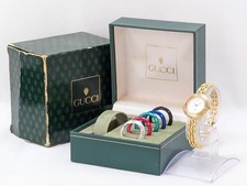 GUCCI Change Bezel 11/12 Watch Quartz Gold BOXED Women's Working Authentic