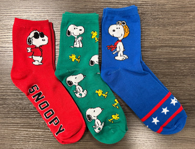 Brand New - One Size Fits Most - Peanuts - Snoopy - 3 Pair Quarter Socks