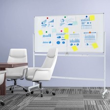 72" x 36" Double-Sided Magnetic Whiteboard w/ Stand and Aluminum Alloy Frame
