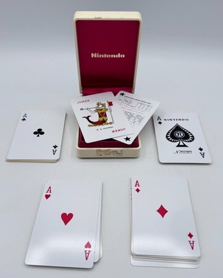 Nintendo Playing Cards Gold Gilded Edge Complete Set Case Original Paperwork Vtg