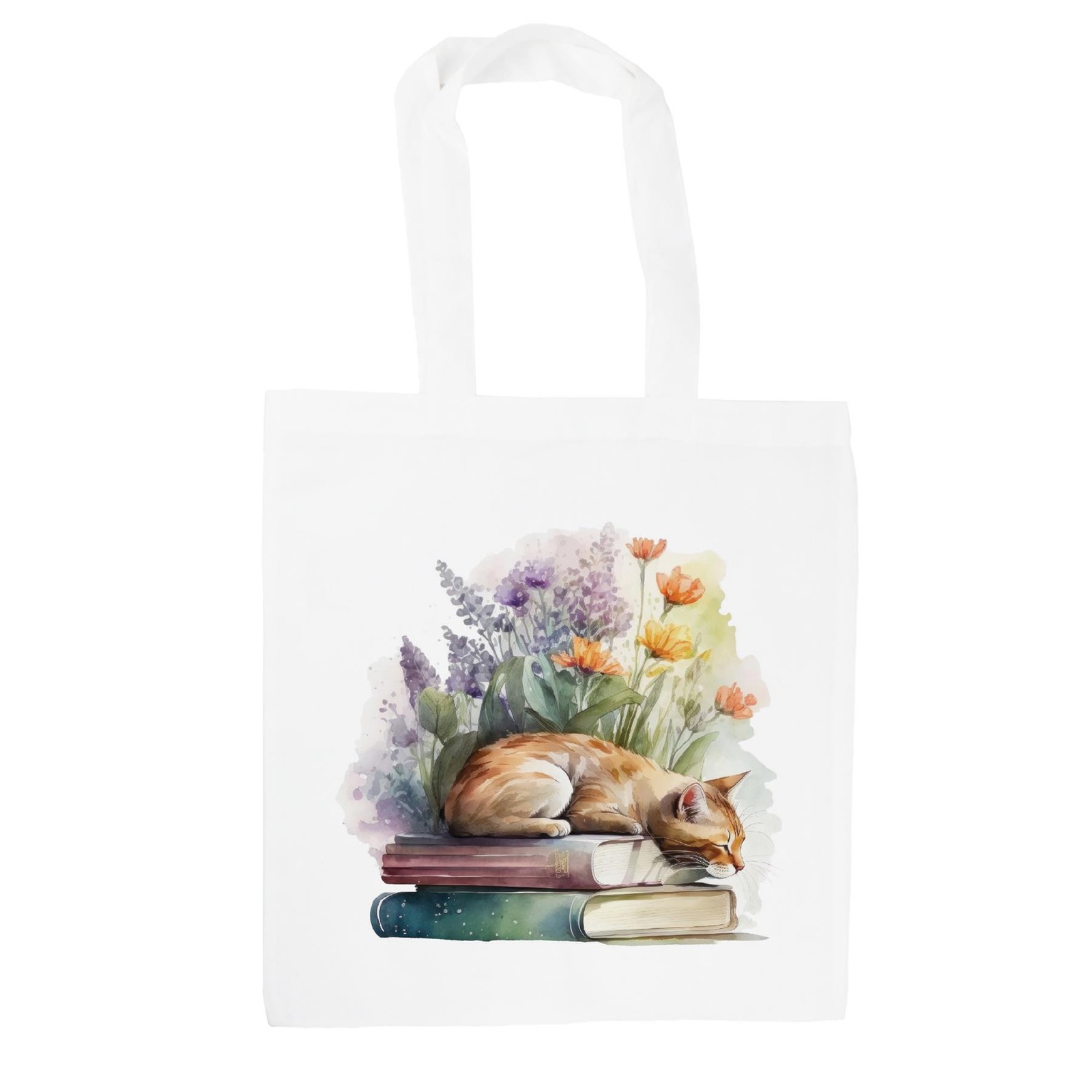 Ginger Cat Tote Bag - Book Lover & Gardening Shopping Bag Gift