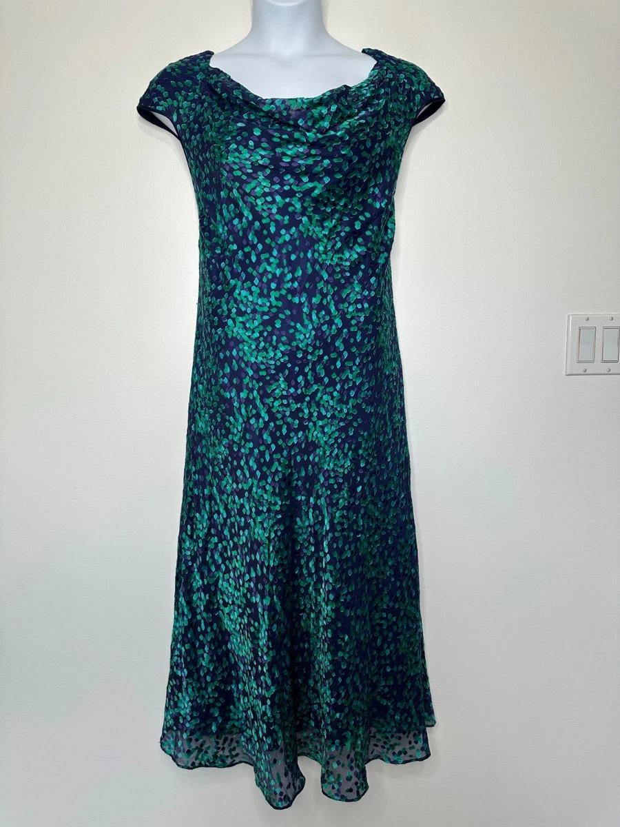green emerald velvet dress Jacques Vert silky devore pastel occasion dress – The Frockery main image 1