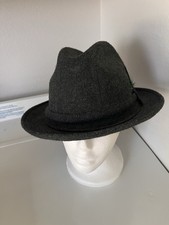 Vintage Stetson Gray Wool Fedora Hat With Feather Men's Size 7 1/8