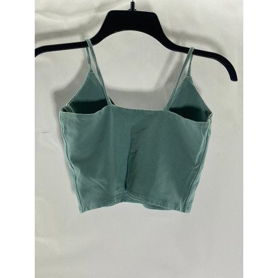 BEALEAS Women's Green V-Neck Solid Spaghetti Strap Organic Cotton