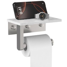 Brushed Nickel Toilet Paper Holder with Marble Shelf
