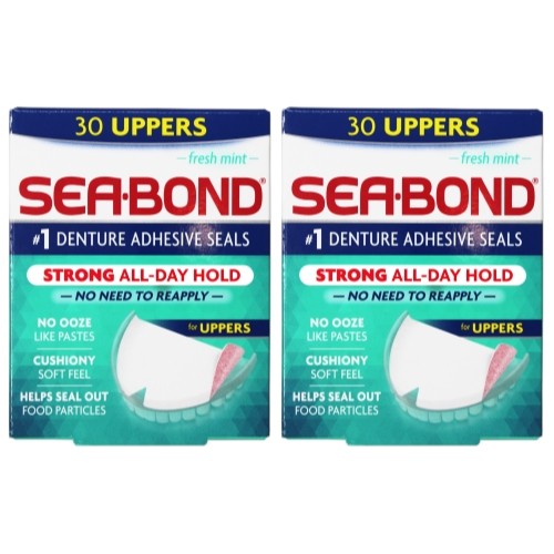 2 Pack Sea Bond Denture Adhesive Wafers Uppers Fresh Mint 30 Each