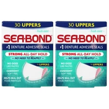 2 Pack Sea Bond Denture Adhesive Wafers Uppers Fresh Mint 30 Each