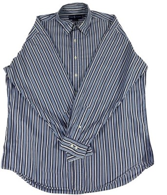 Ralph Lauren Mens Yarmouth Striped Button Down Shirt Blue White Size 16