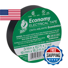 Duck Brand 3/4" x 60' Utility Vinyl Black Electrical Tape - Single Roll 2 Pack 