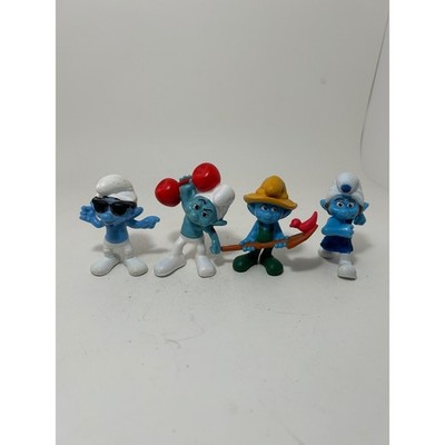 Lot of 4 Smurfs PVC Figures McDonald's Happy Meal Toys Hefty Farmer Gutsy Smooth