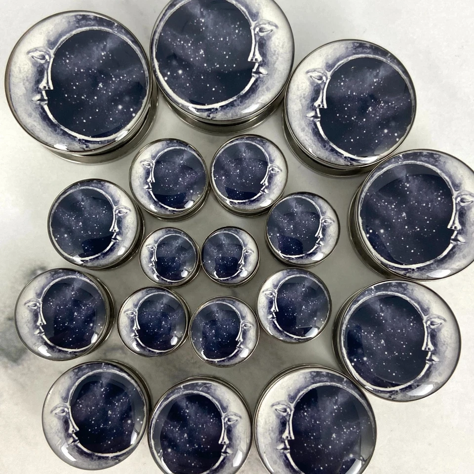 Par de medidores Screw on Moon Style 2 plugues de imagem 16g a 1 polegada - Imagem 4 de 4