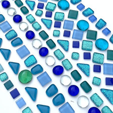 Assorted Blue Irregular Crystal Mosaic Tiles, 9Oz Value Pack - Perfect for Art C