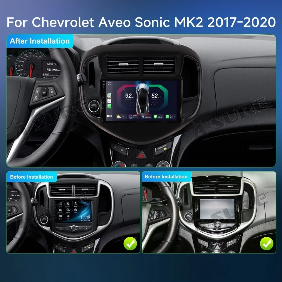 Apple Carplay Android 14 Car Stereo Radio GPS For Chevrolet Aveo Sonic 2017-2020 - Image 4 of 4