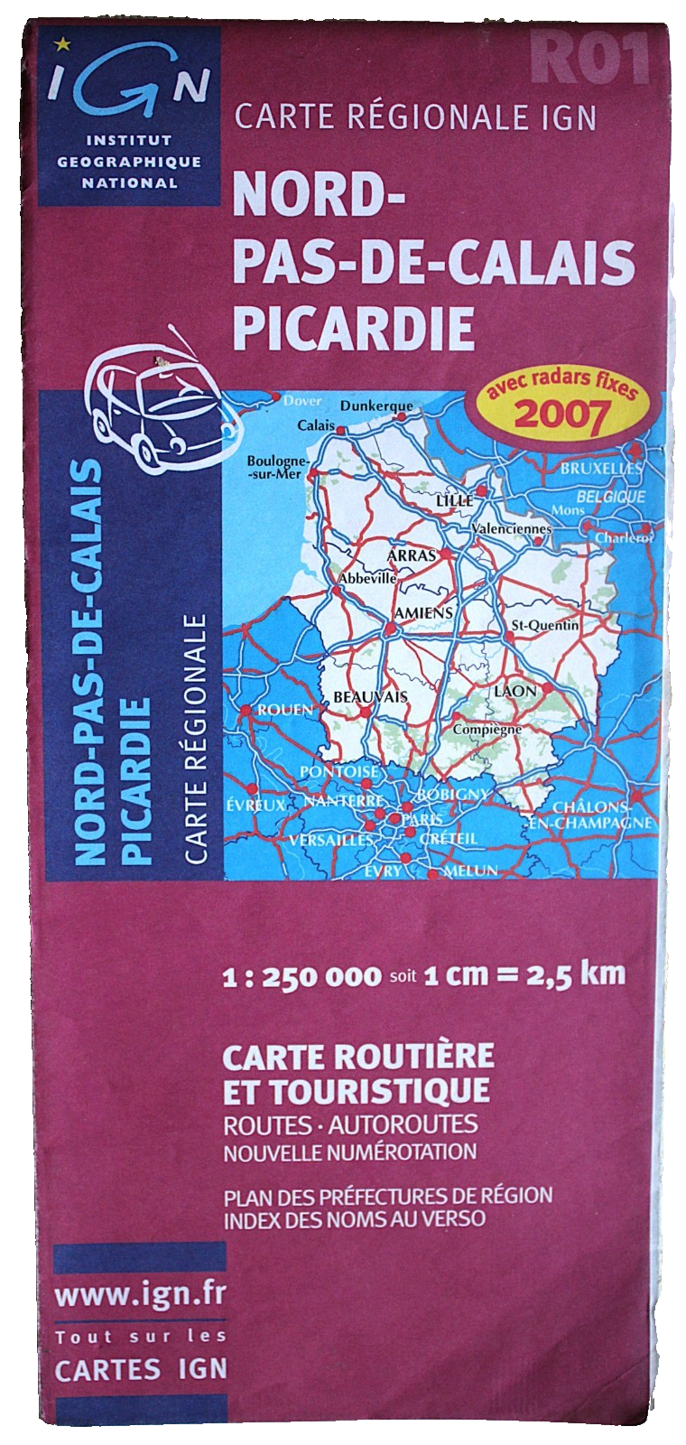 IGN Regional MA RO1 Nord Pas De Calais Picardie 1:250000 Scale 2007