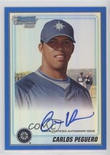 2010 Bowman Chrome Prospects Blue Refractor /150 Carlos Peguero #BCP187 Auto 2x6