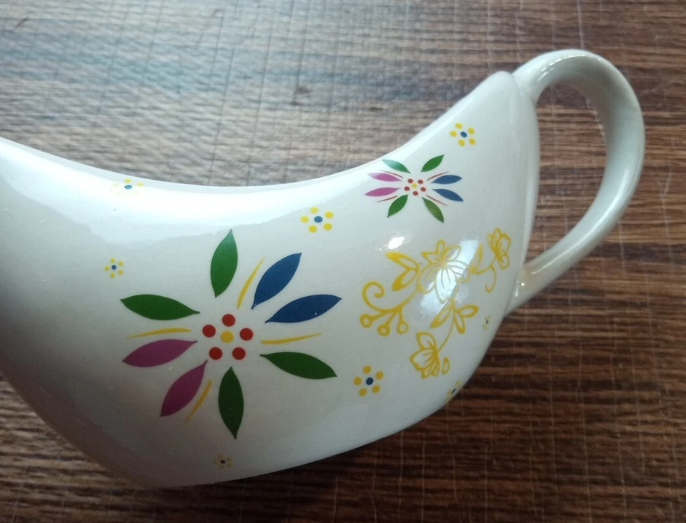 Винтажный электрический керамический соус Temp-tations лодка без подогревателя цвета слоновой кости конфетти с цветочным рисунком - Изображение 3 из 4