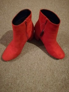 wide fit red ankle boots
