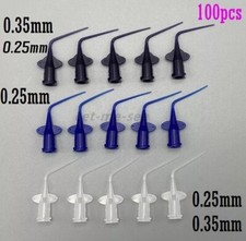 100Pcs Dental Root Canal Endo Irrigation tip Prebent Syringe Tips Needle Plastic