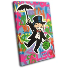 Monopoly Man Money Graffiti Urban SINGLE CANVAS WALL ART Picture Print