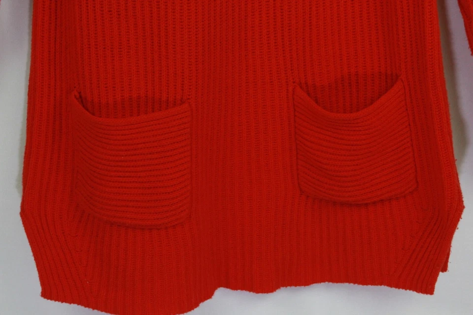 Chaus Sweater Tunic Pockets Ribbed Knit Cotton Blend Orange Red Womens Small - Image 4 of 4