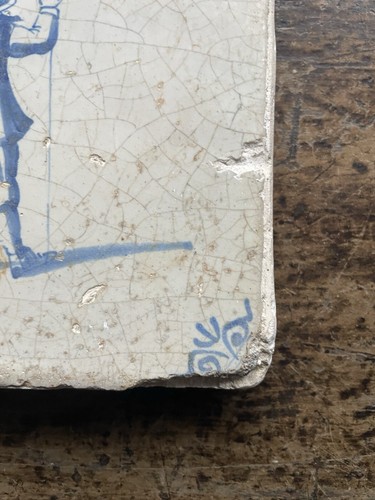 Delft 17th c Blue & White Tile of a Pikeman,circa 1660 - Picture 3 of 8