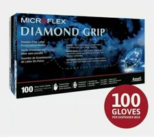Microflex Diamond Grip Latex Gloves, X-LARGE, 10 boxes of 100 ea, 1000 pcs Total