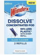 Windex Dissolve Concentrated Pods, Glass Cleaner, 2 Concentrated Dissolvable NEW