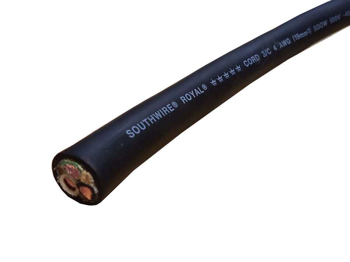 Cavo Flessibile 6/4 4 Conduttori Cavo Flessibile SOOW 6/4, 10 Piedi, 600V - Per Uso Esterno/interno, 4 Conduttori, Nero, Southwire Cavo Oleoresistente Flessibile - Foto 4